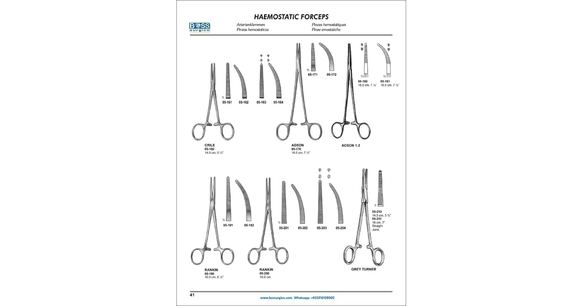 Crile, Adson, Rankin & Grey Turner Hemostatic Forceps | Catalog ...