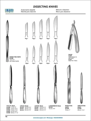 Surgical Blades & Amputation Knives - Collin, Catlin, Liston & Langenbeck Patterns