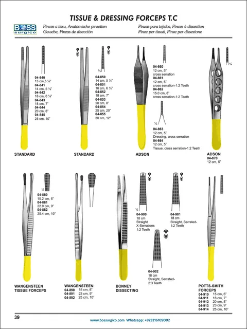 Standard, Adson, Wangensteen, Bonney & Potts-Smith Forceps | Catalog ...