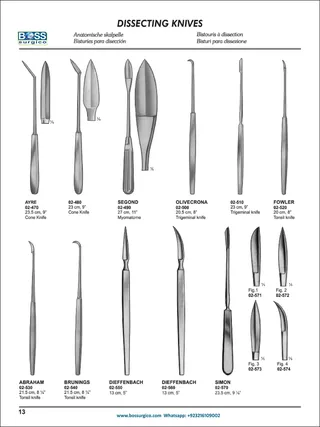 Surgical Knives & Dissection Instruments - Cone, Tonsil, Trigeminal & Myomatome Knives